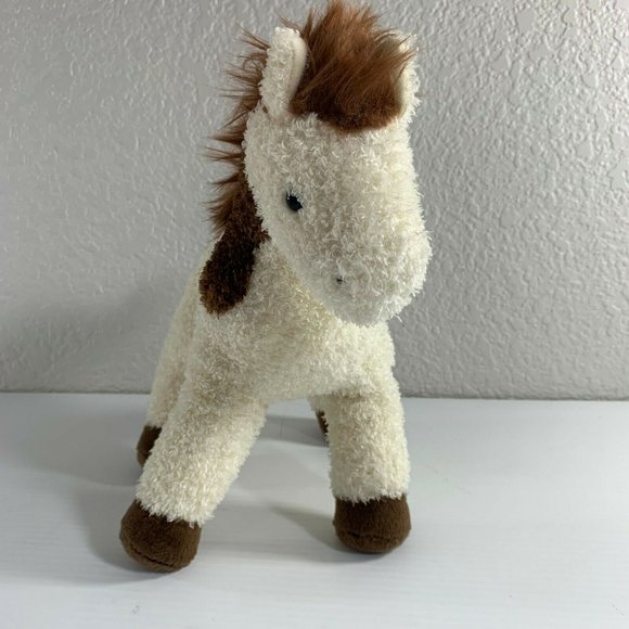 Douglas Horse Plush White Brown 8" Long Stuffed Animal Toy Pony Machine Washable - Picture 4 of 6